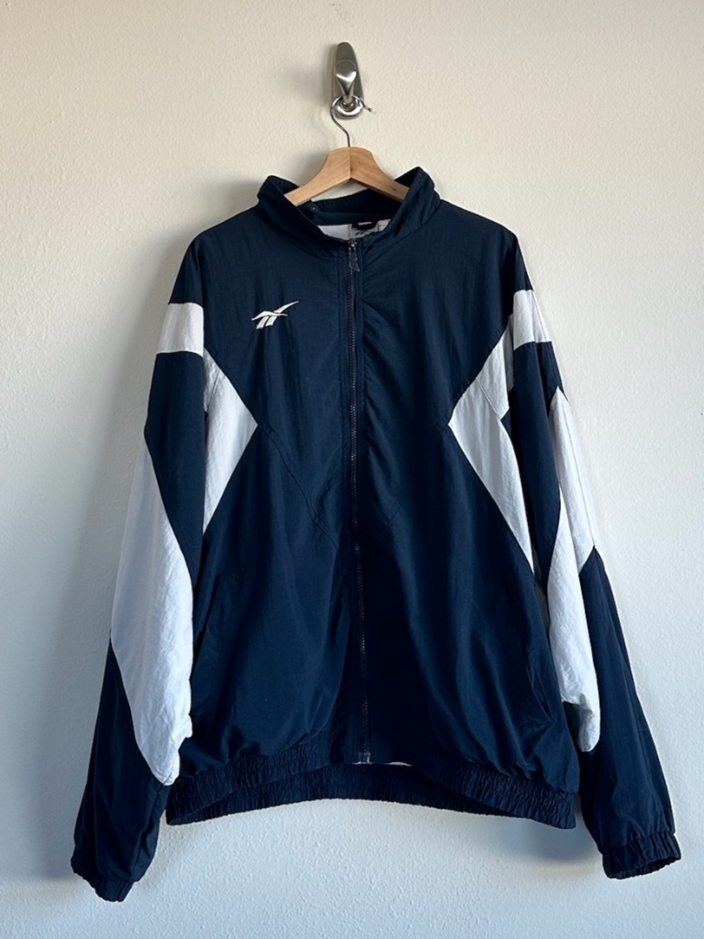 Vintage 90s Reebok Black & White Windbreaker  Sz XXL